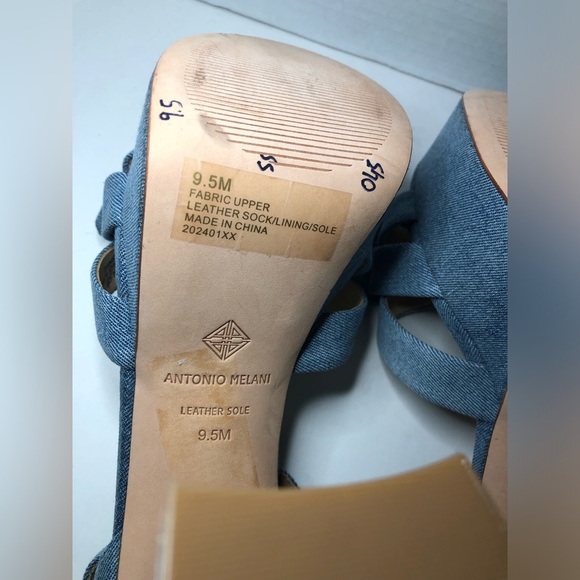 ANTONIO MELANI Denim Blue Platform Sandals NWOT size 9.5 - Picture 7 of 13